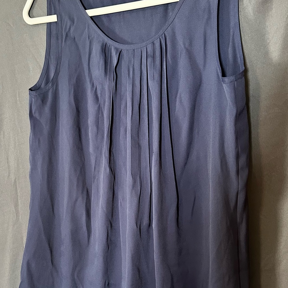 LOFT Navy Pleated Blouse